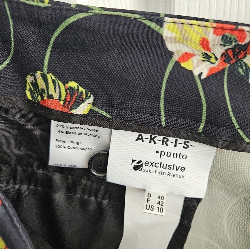 NWOT Akris Punto X Saks Fifth Avenue Mimi Poppy Dot Floral Trousers - Picture 10 of 10